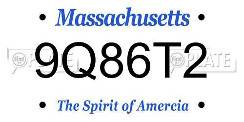 9Q86T2 Massachusetts License Plate