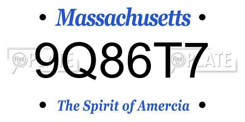 9Q86T7 Massachusetts License Plate