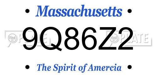 9Q86Z2 Massachusetts License Plate