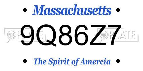 9Q86Z7 Massachusetts License Plate