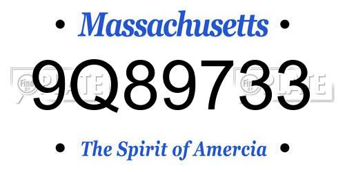 9Q89733 Massachusetts License Plate