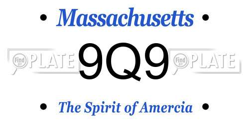 9Q9 Massachusetts License Plate