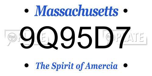 9Q95D7 Massachusetts License Plate