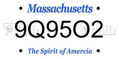 9Q95O2 Massachusetts License Plate