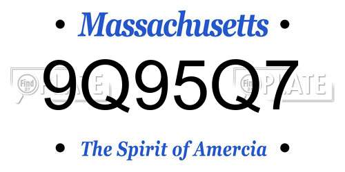9Q95Q7 Massachusetts License Plate