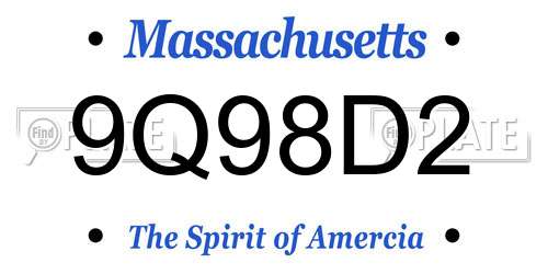 9Q98D2 Massachusetts License Plate