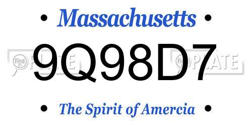 9Q98D7 Massachusetts License Plate