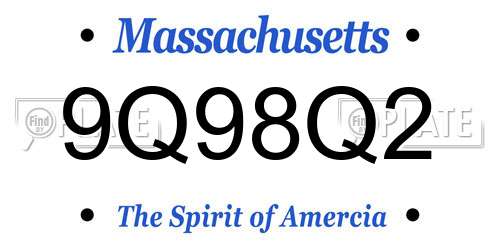 9Q98Q2 Massachusetts License Plate