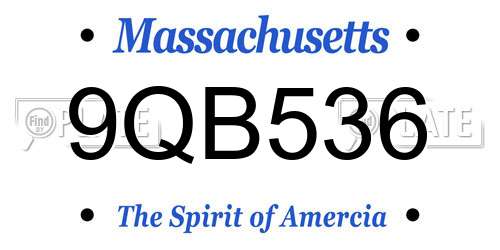 9QB536 Massachusetts License Plate