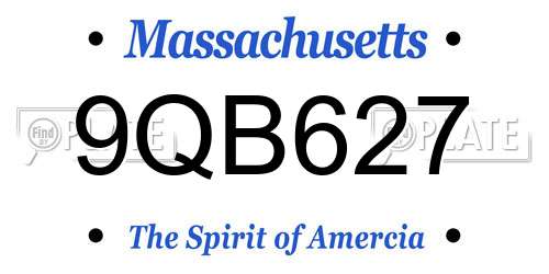 9QB627 Massachusetts License Plate