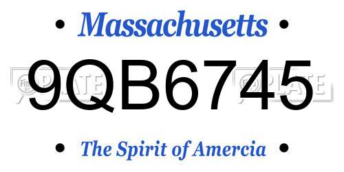 9QB6745 Massachusetts License Plate