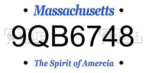 9QB6748 Massachusetts License Plate