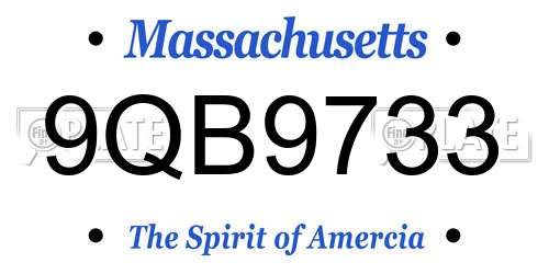 9QB9733 Massachusetts License Plate