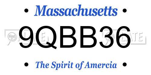 9QBB36 Massachusetts License Plate