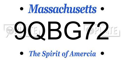9QBG72 Massachusetts License Plate