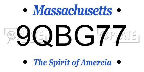 9QBG77 Massachusetts License Plate