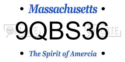 9QBS36 Massachusetts License Plate