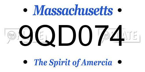 9QD074 Massachusetts License Plate