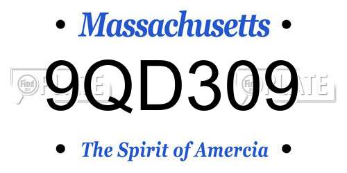 9QD309 Massachusetts License Plate