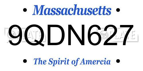9QDN627 Massachusetts License Plate