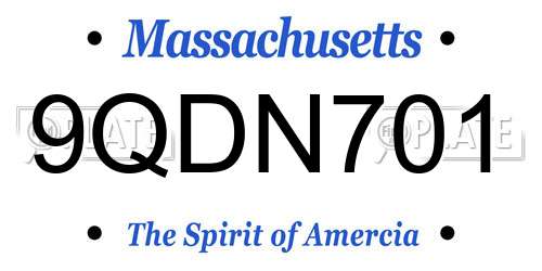 9QDN701 Massachusetts License Plate