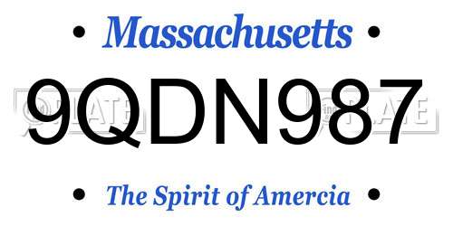 9QDN987 Massachusetts License Plate