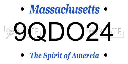 9QDO24 Massachusetts License Plate