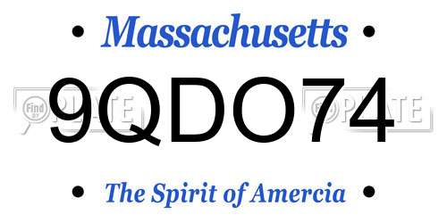 9QDO74 Massachusetts License Plate