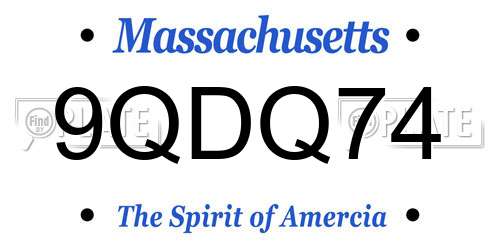9QDQ74 Massachusetts License Plate