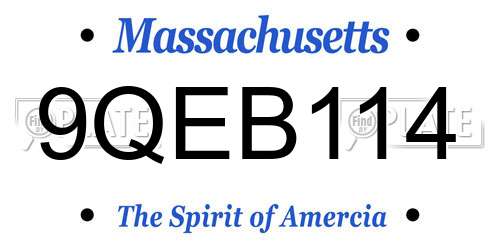 9QEB114 Massachusetts License Plate