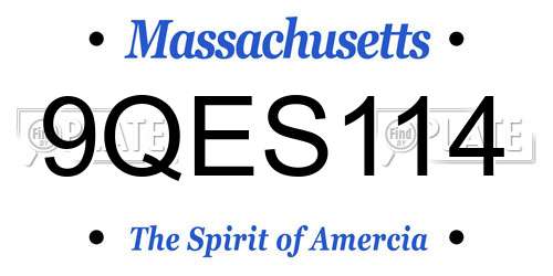 9QES114 Massachusetts License Plate