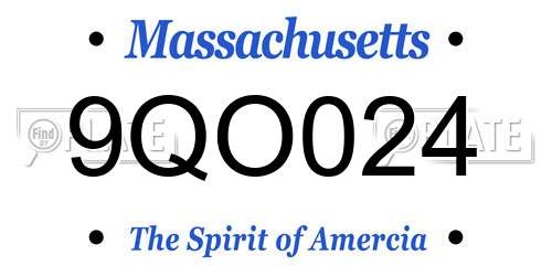 9QO024 Massachusetts License Plate