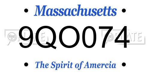 9QO074 Massachusetts License Plate