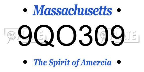 9QO309 Massachusetts License Plate