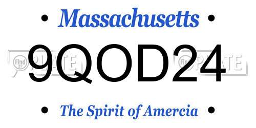 9QOD24 Massachusetts License Plate