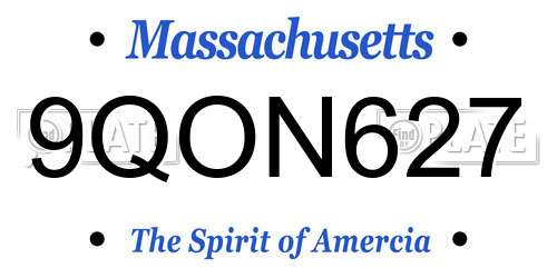 9QON627 Massachusetts License Plate