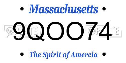 9QOO74 Massachusetts License Plate