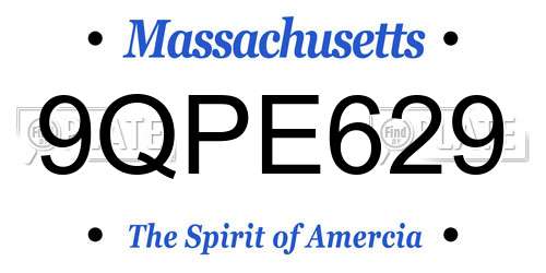 9QPE629 Massachusetts License Plate