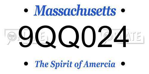 9QQ024 Massachusetts License Plate