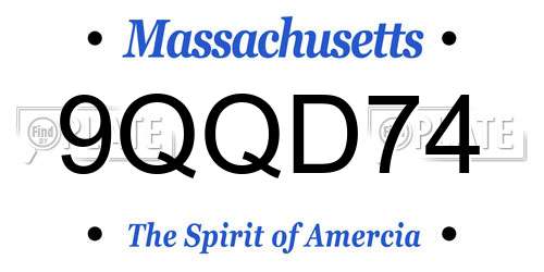 9QQD74 Massachusetts License Plate
