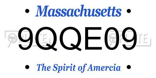9QQE09 Massachusetts License Plate