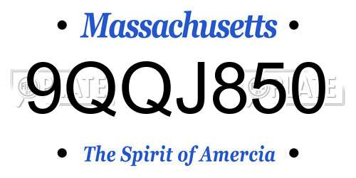 9QQJ850 Massachusetts License Plate