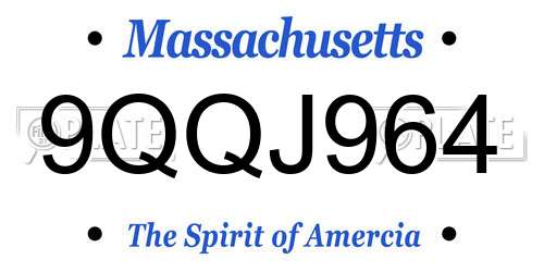 9QQJ964 Massachusetts License Plate