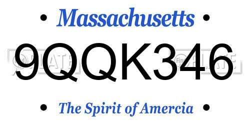 9QQK346 Massachusetts License Plate