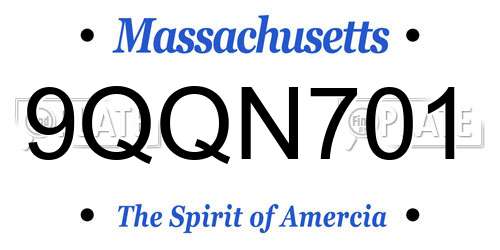 9QQN701 Massachusetts License Plate