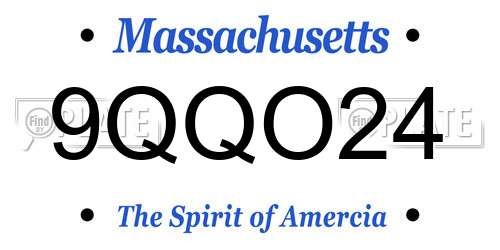 9QQO24 Massachusetts License Plate