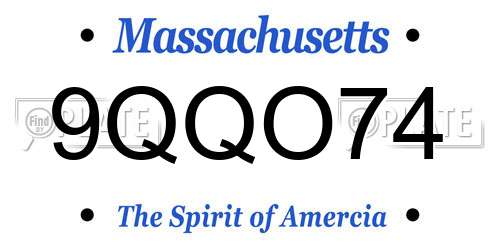 9QQO74 Massachusetts License Plate