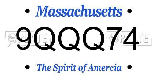 9QQQ74 Massachusetts License Plate