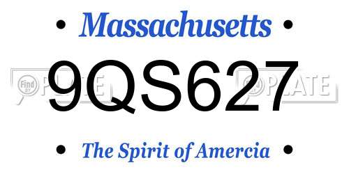 9QS627 Massachusetts License Plate