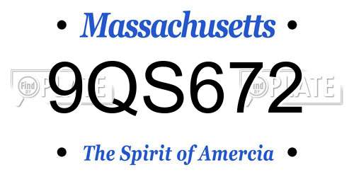 9QS672 Massachusetts License Plate